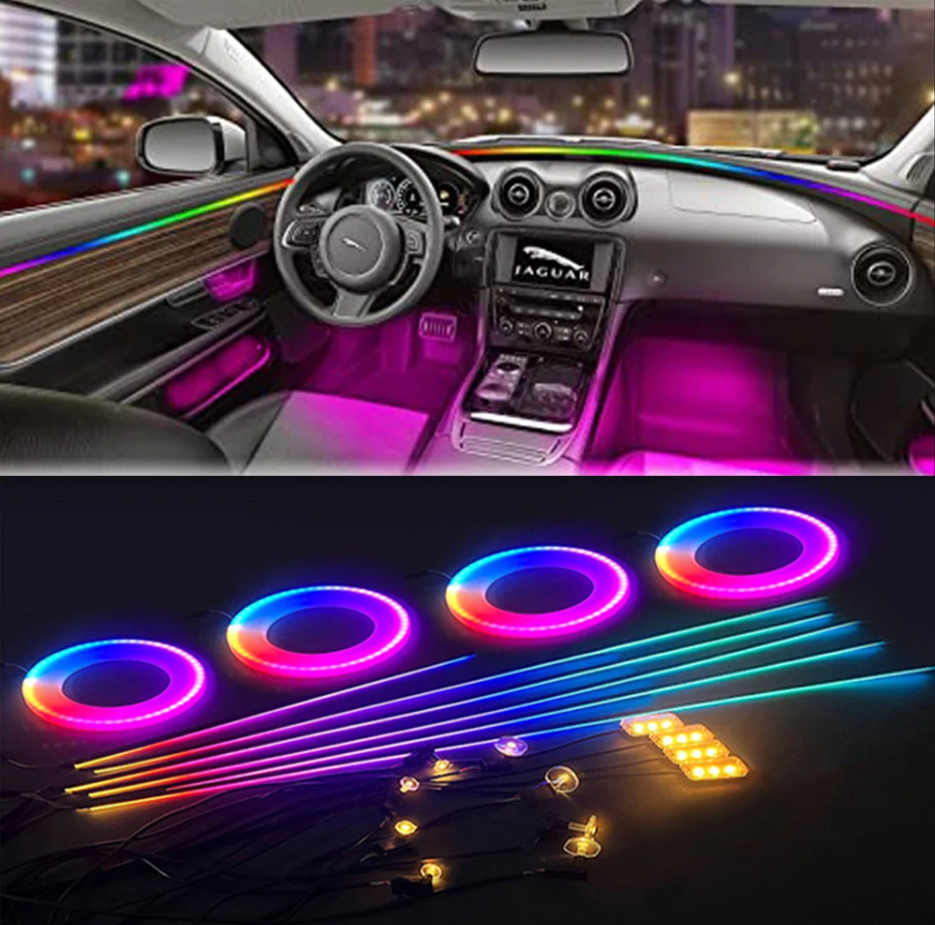 Dual Zone 18 In 1 Universal Car Ambient Lights Full Streamer RGB 213 ...