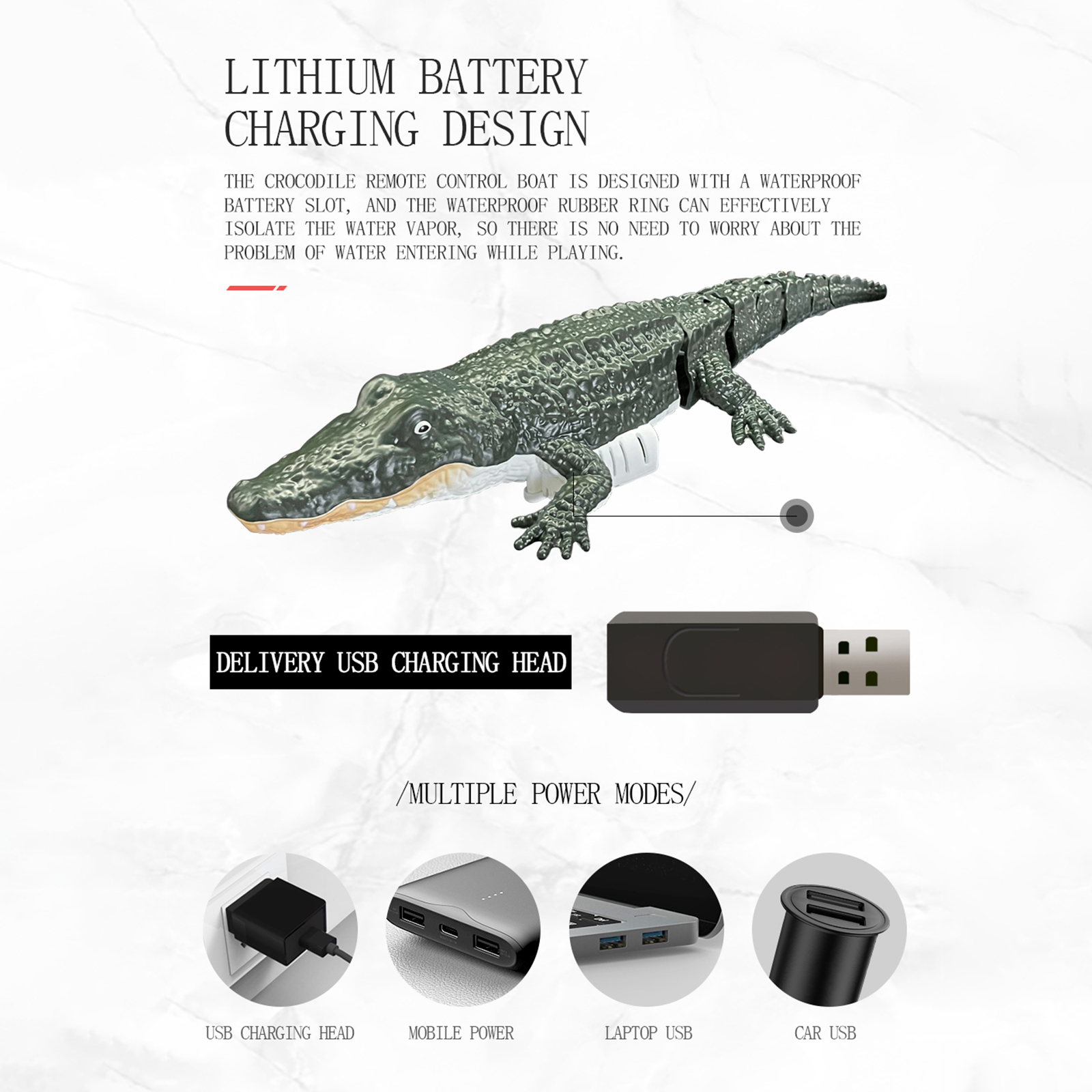 RC Boat Ship Toy Simulation Crocodile Alligator 2.4G Remote Control ...
