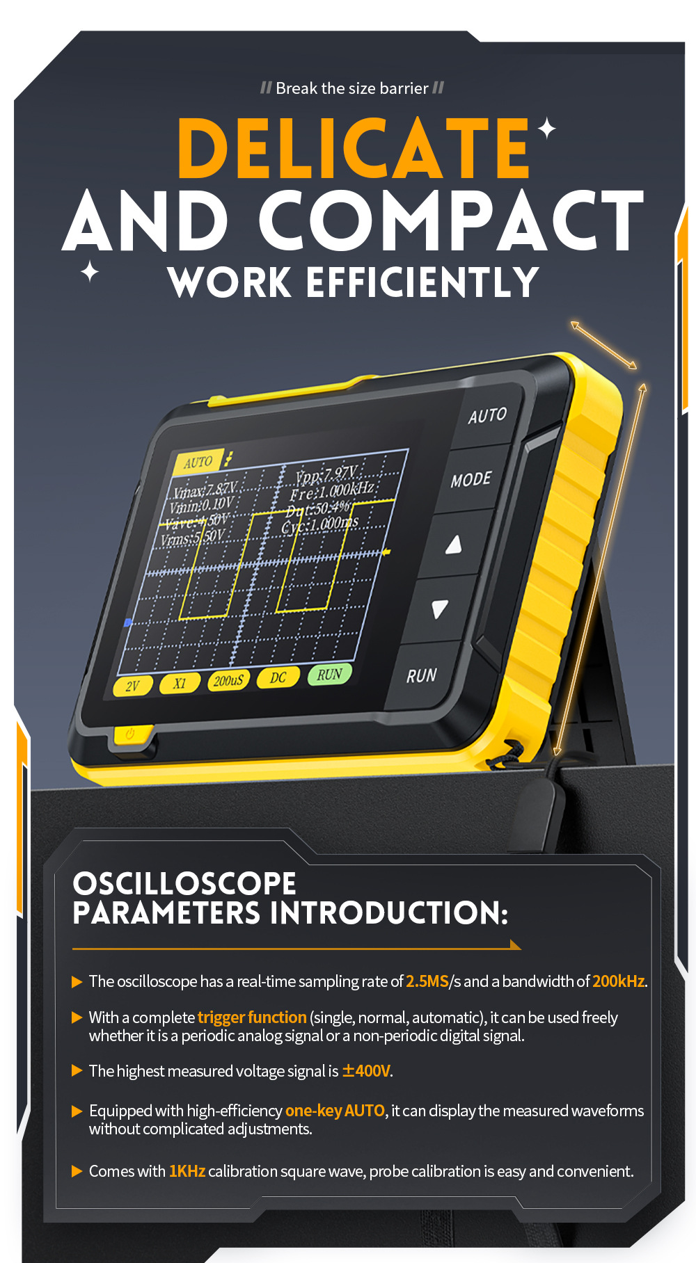 DSO152 Mini Handheld Digital Oscilloscope 200KHz Analog Bandwidth 2 ...