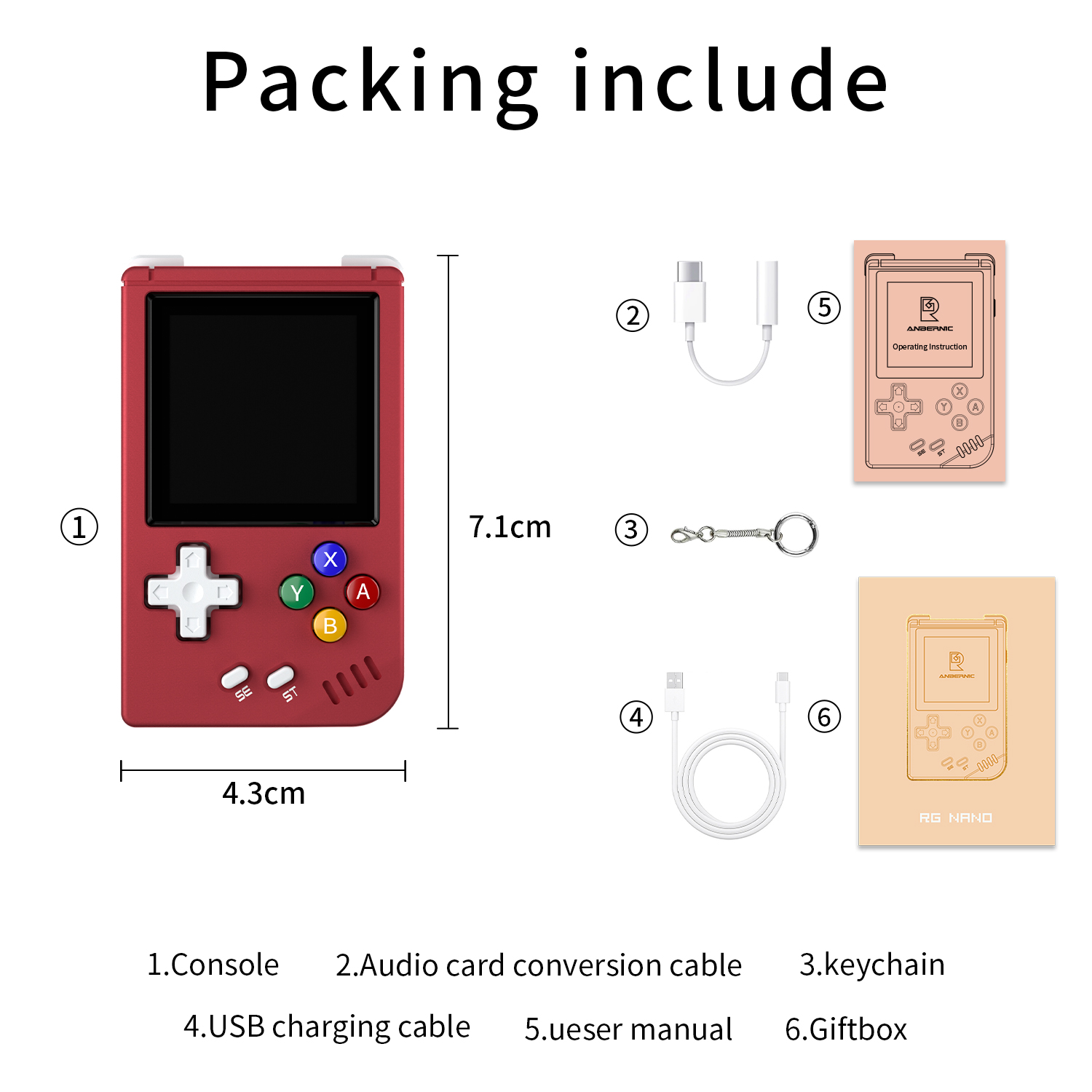 ANBERNIC RG Nano Mini game console emulator 1.54inch 240*240 key chain ...