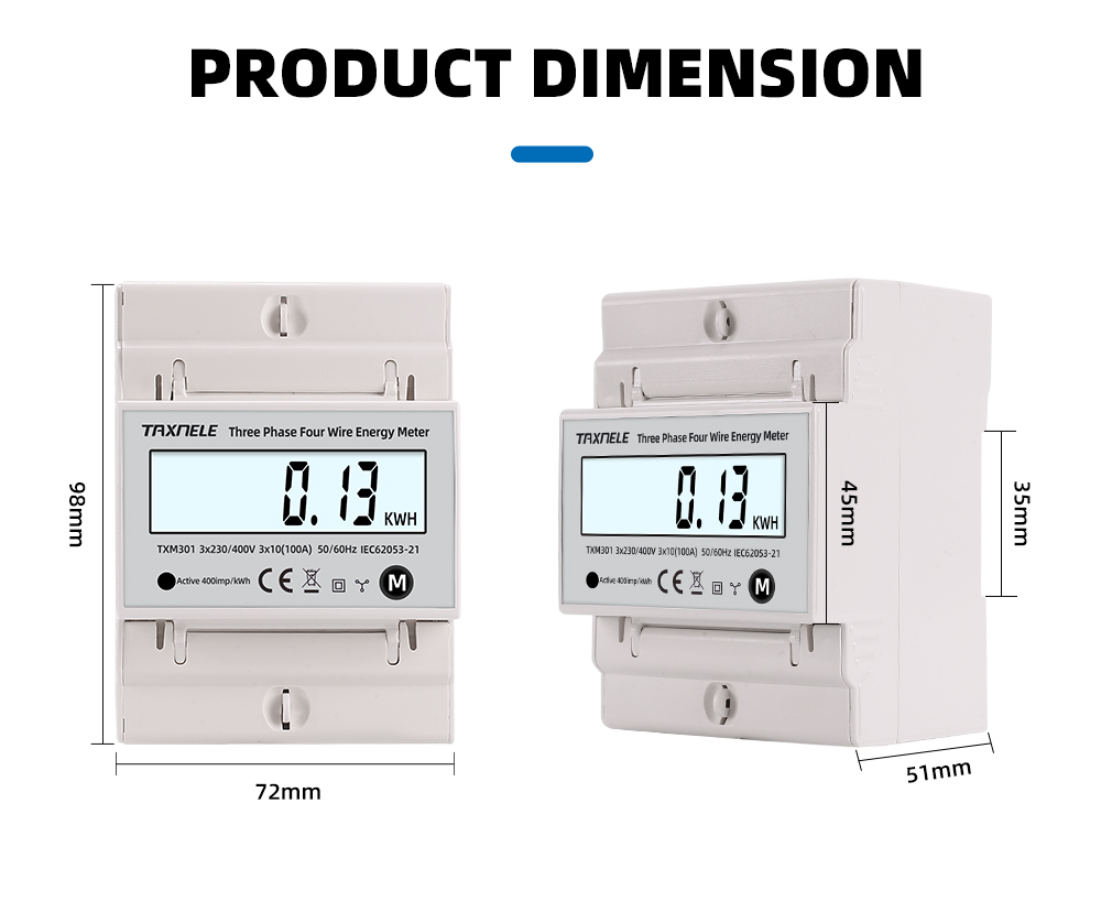 Multifunction V Phase Wire Wattmeter Power Bidirectional Energy Meter Kwh Voltage Current