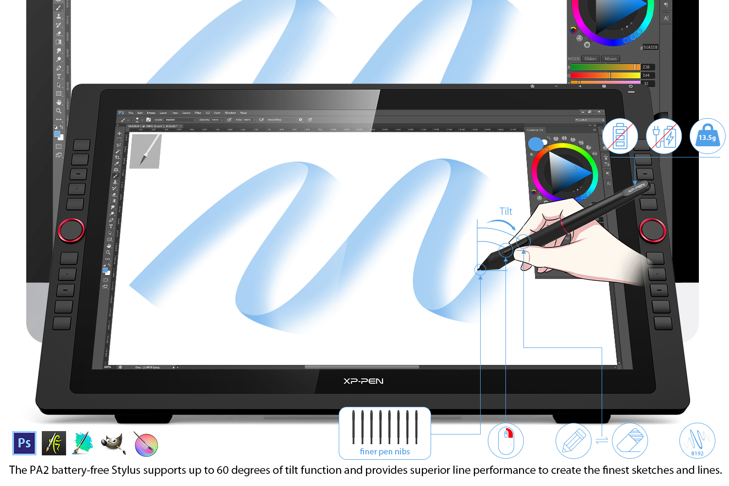 XPPen Artist 22R Pro Pen Display Graphic Display Drawing Monitor With 2 ...