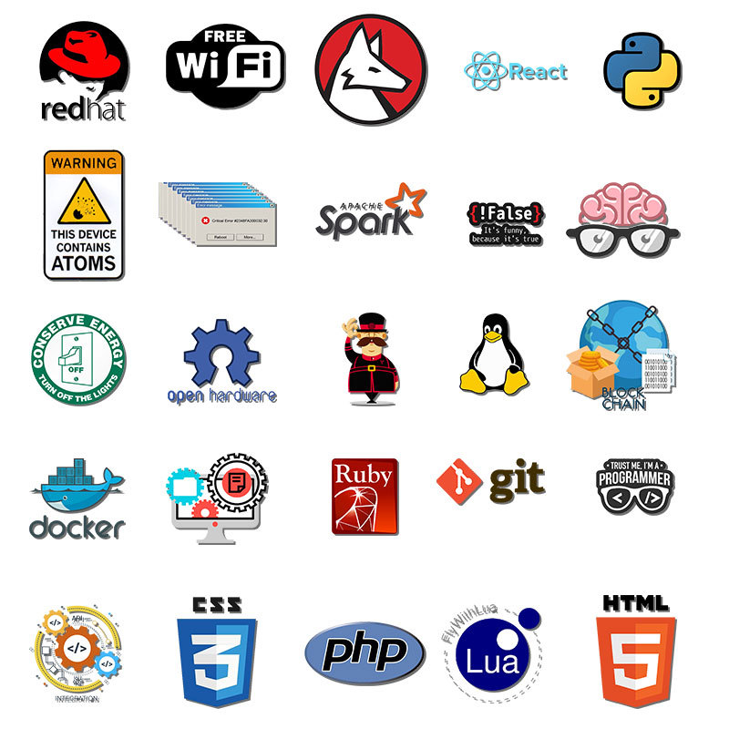 105pcs Programmer Sticker Laptop Tech Developer Decals C# C++,Pyt Pack ...