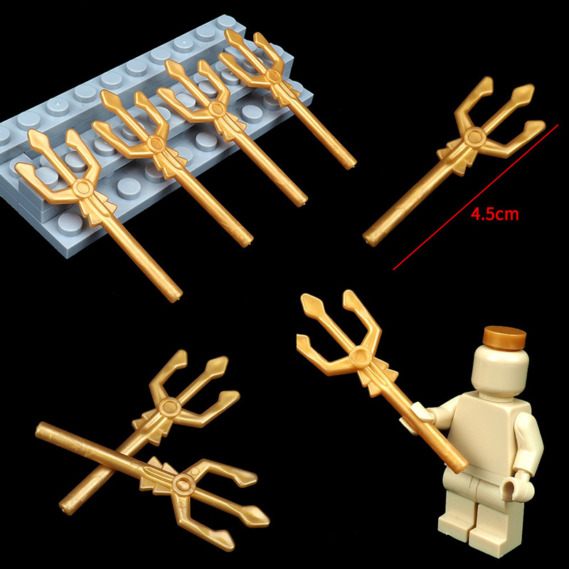 mini gold Trident model toys Aquaman minifigure MOC Accessories ...