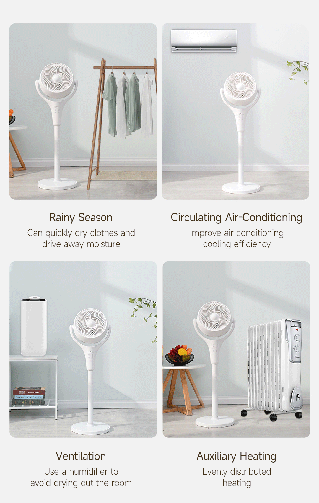 FIVE HOME Smart Floor Mounted Fan, Air Circulation Fan, 3D Wide Angle ...