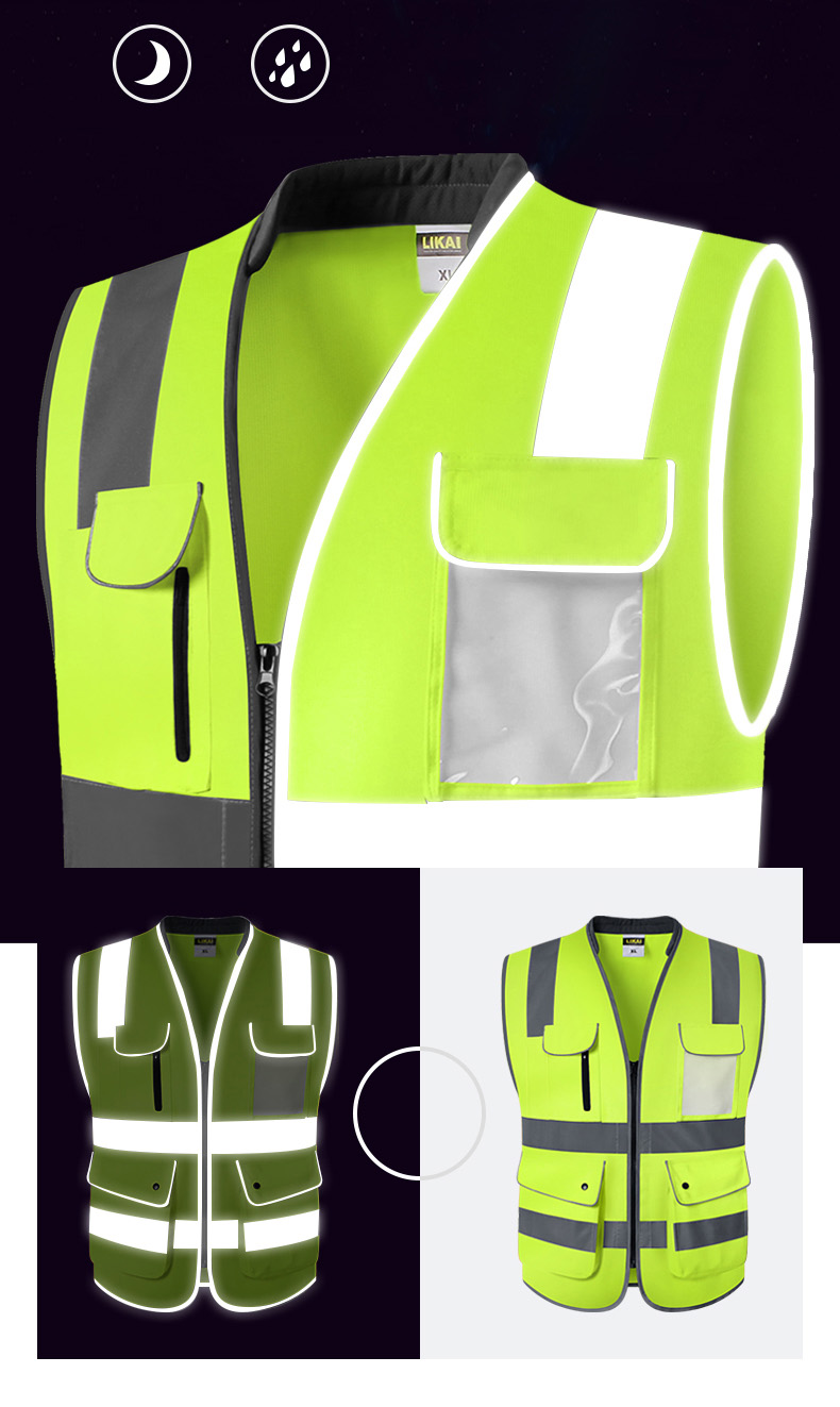 High Visibility Reflective Safety Vest With Pockets Hi Vis Vest Outdoor ...