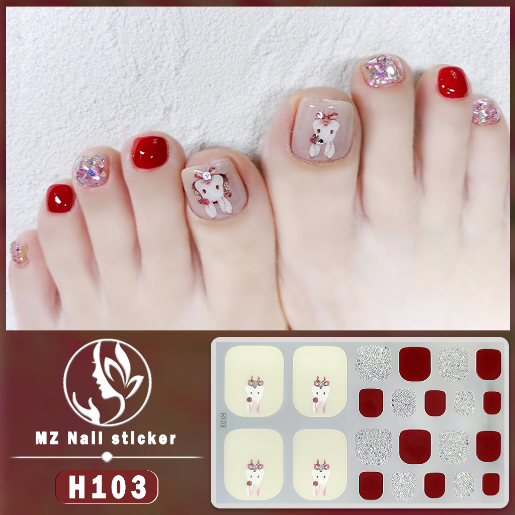 H101-150 3D Toenail Sticker Grid stripe Cartoon Gold Foil Geometric ...