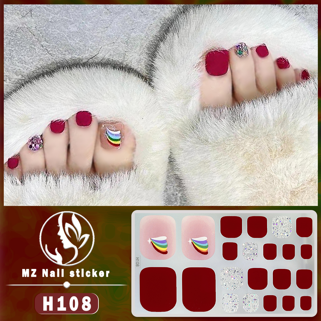 H101-150 3D Toenail Sticker Grid stripe Cartoon Gold Foil Geometric ...