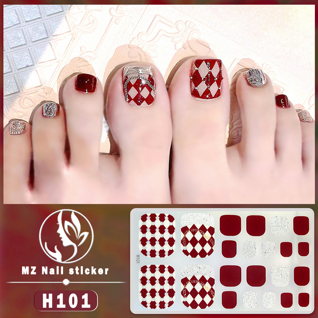 H101-150 3D Toenail Sticker Grid stripe Cartoon Gold Foil Geometric ...