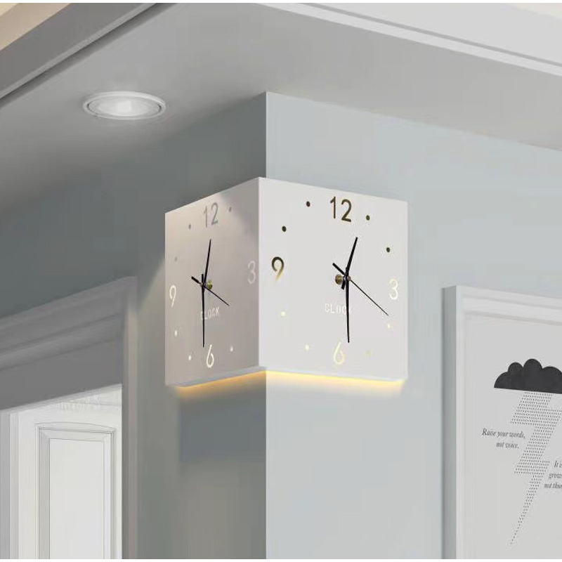 Ins Style Corner Wall Clock Luminous Wall Clock Nordic Double-Sided ...