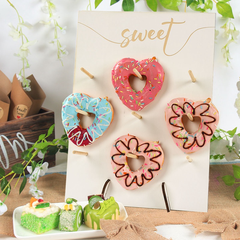 Sweets Doughnut Rack Wooden Donuts Wall Display Stand for Baby Showers ...