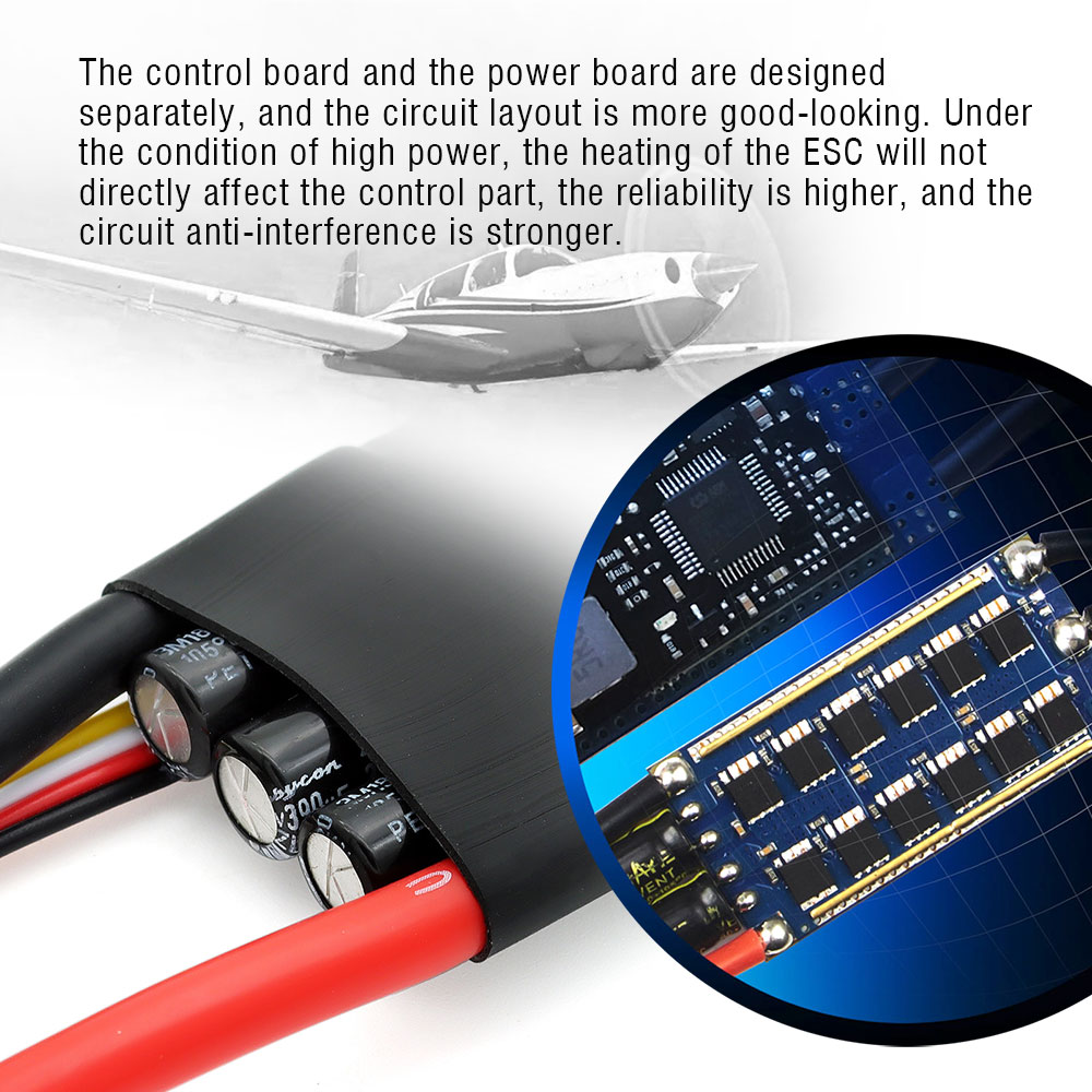 Contrôleur De Vitesse Sans Balais 50A (ESC) Pour Avion, Hélicoptère, Quadrirotor RC - BEC 5V/5A - 2-4S LiPo - Protection Thermique