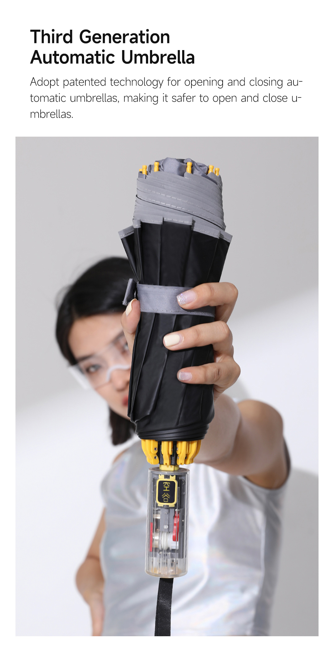 Gadgetoo Xiaomi Konggu Mechanical Automatic Reverse Folding Umbrella With Reflective Strip - 10 Bones