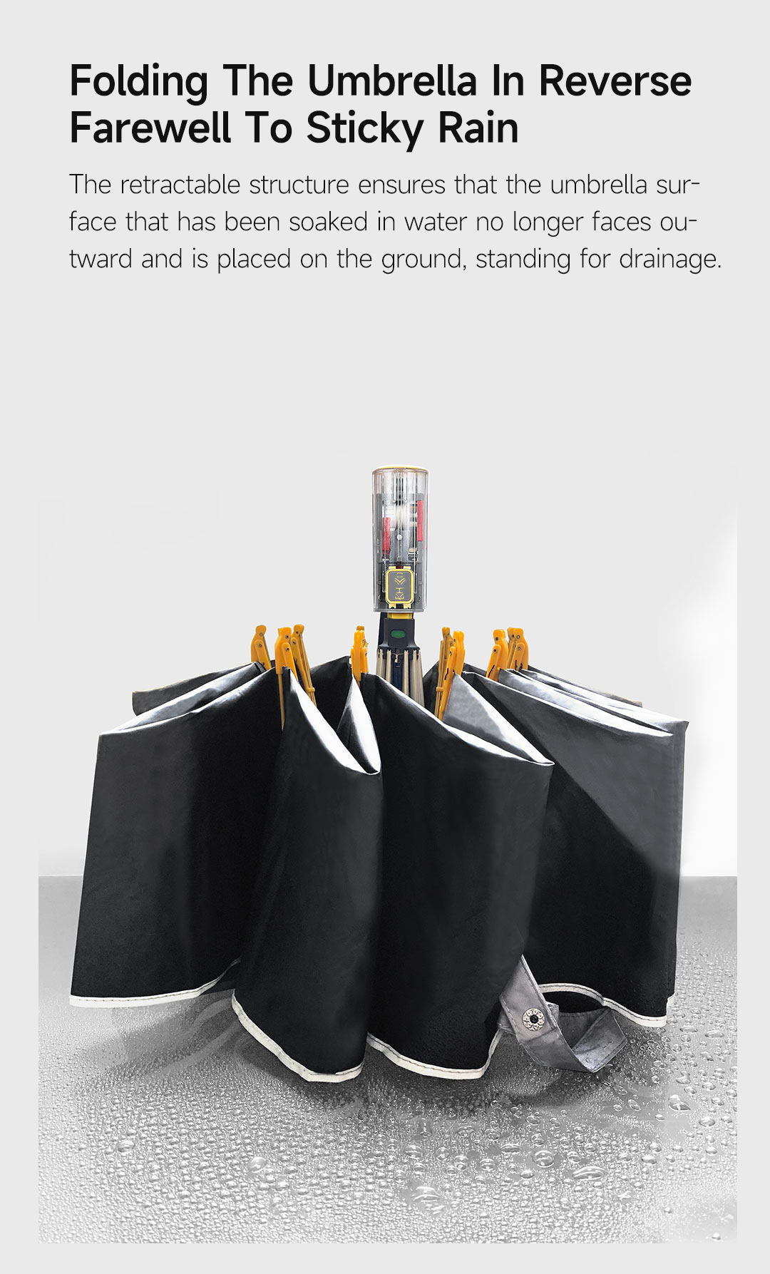 Gadgetoo Xiaomi Konggu Mechanical Automatic Reverse Folding Umbrella With Reflective Strip - 10 Bones