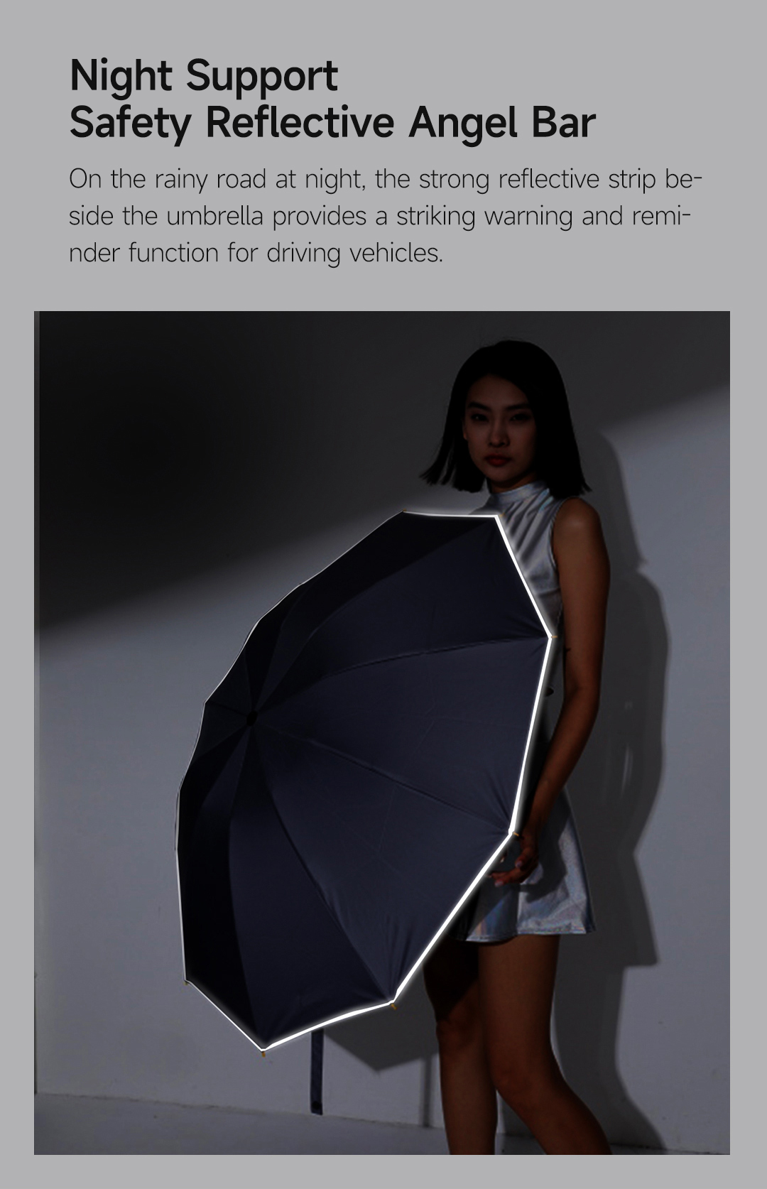 Gadgetoo Xiaomi Konggu Mechanical Automatic Reverse Folding Umbrella With Reflective Strip - 10 Bones
