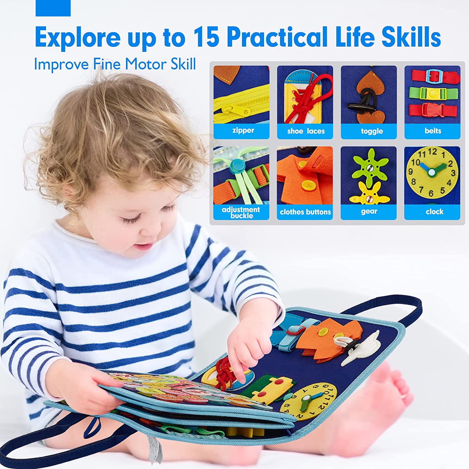 Montessori Toys Busy Board Kids Toys Toddler Fine Motor Skills Sensory ...