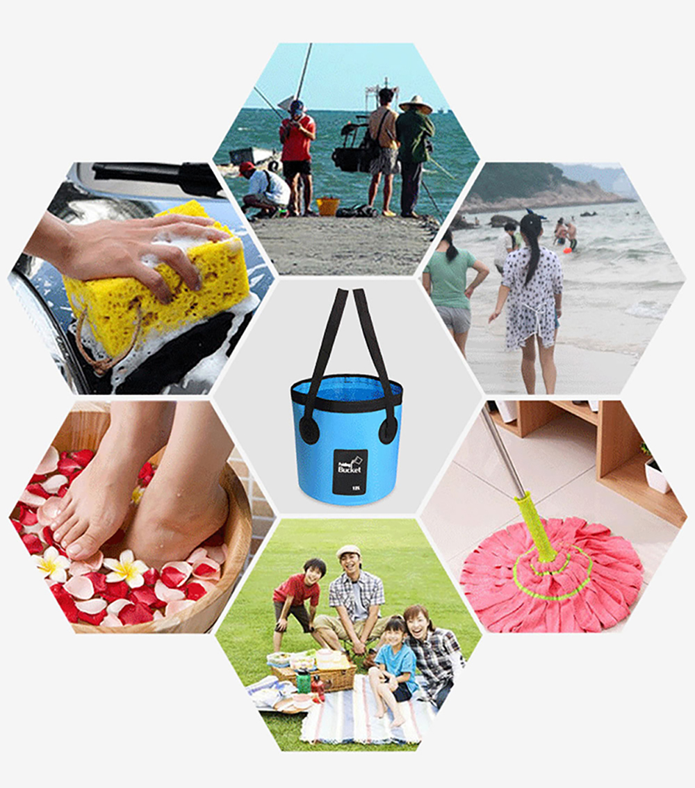 Collapsible Bucket with Handle, Lightweight Folding Water Container 5 ...