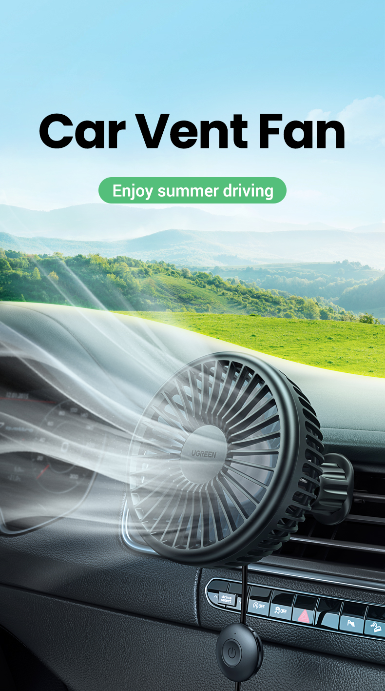 UGREEN USB Car Vent Fan 360° Adjustable 3 Speed Settings Safe and Stable Shopee Malaysia