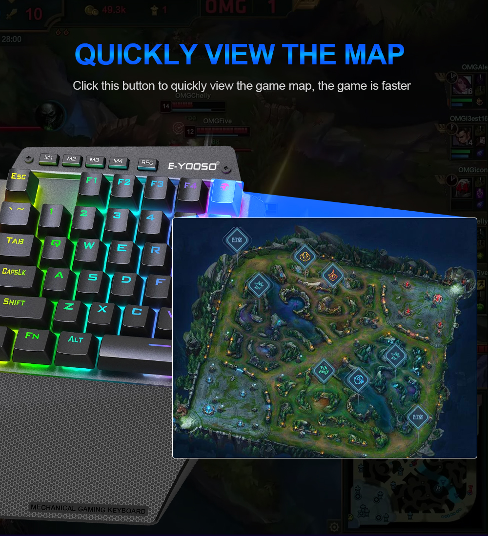 E-YOOSO K700 RGB 44 Key One-handed Mechanical Gaming Wired Keyboard Red ...
