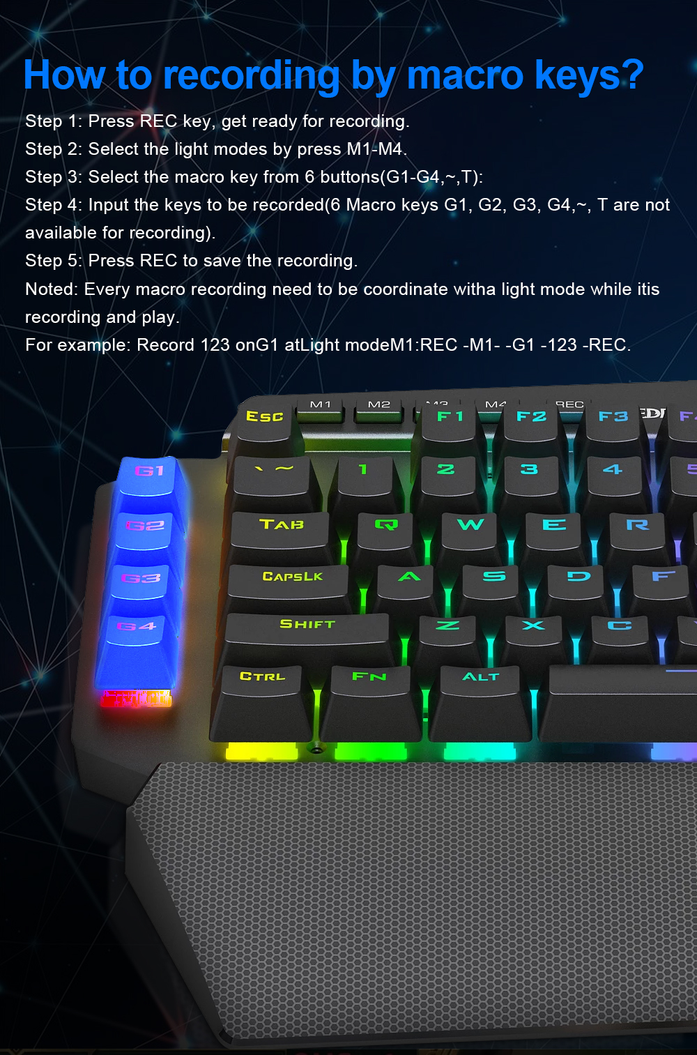 E-YOOSO K700 RGB 44 Key One-handed Mechanical Gaming Wired Keyboard Red ...