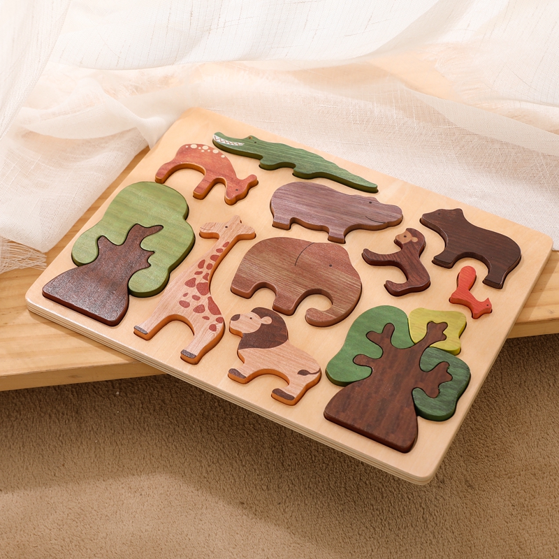 Baby Toys 3d Wooden Puzzle Forest Animals Jigsaw Puzzle Board Early ...