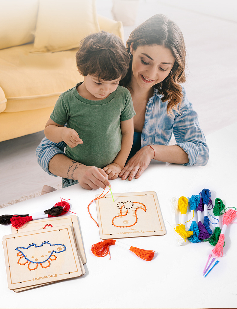 Childre Embroidery Threading Game Montessori Toys DIY Material ...