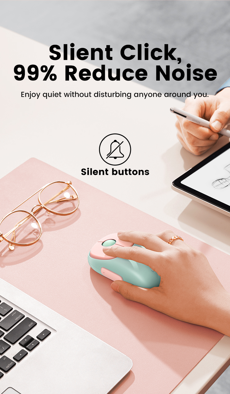 UGREEN Mouse Quiet 2.4G Bluetooth Rechargeable Wireless Mouse Ergonomic ...