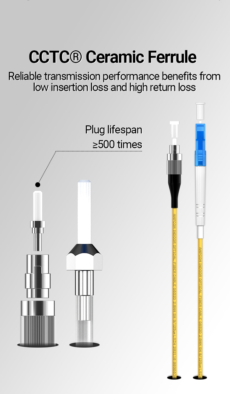 AMPCOM LC to FC UPC Fiber Optical Patch Cable Single Mode Simplex SMF 9 ...