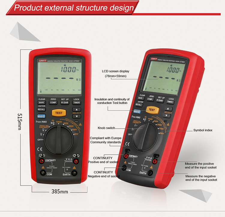 UNI-T UT505 Series Handheld True RMS Insulation Resistance Testers ...