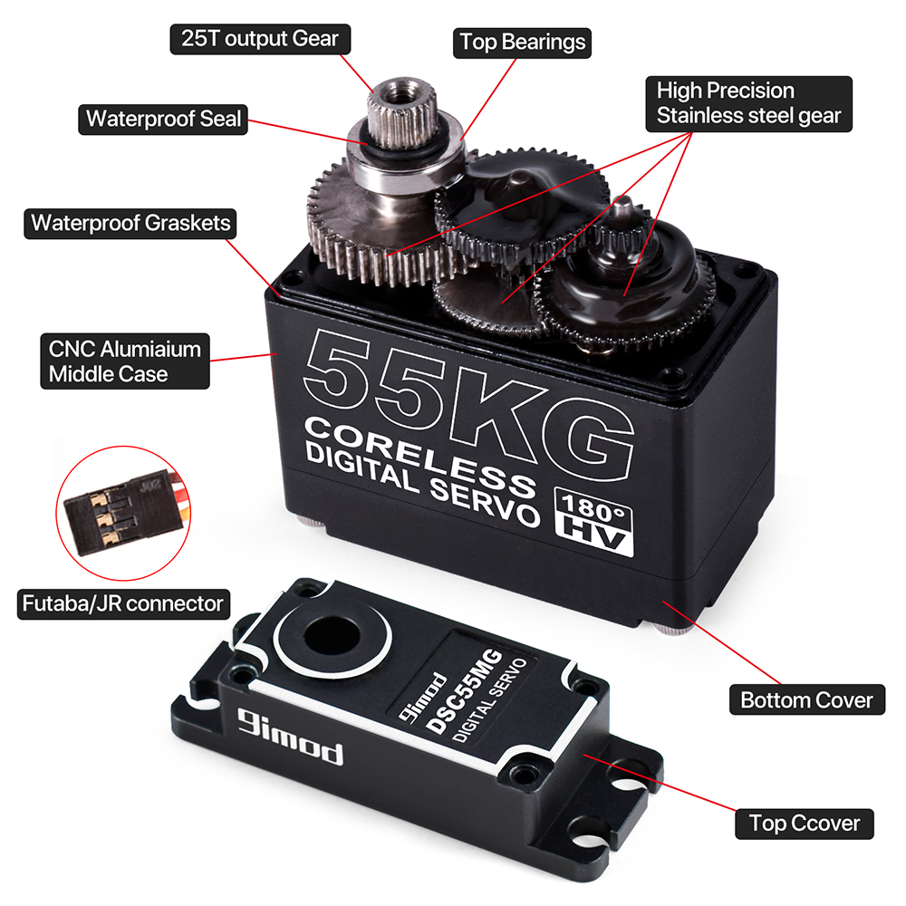 【NEW】9imod 55kg Coreless Magnetic Encoder Waterproof Servo IP67 180/270 ...