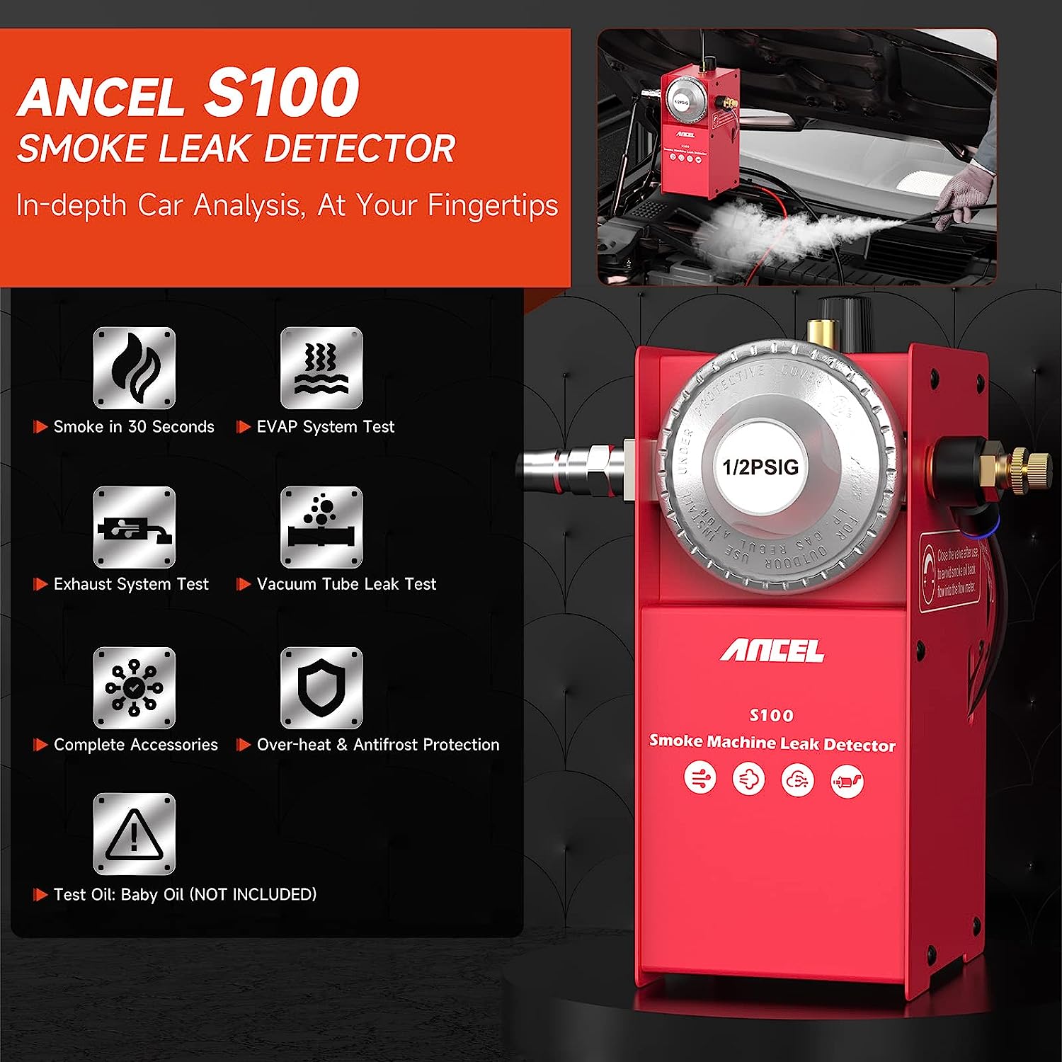 ANCEL S100/S200/S300 Professional Car Smoke Leak Detector EVAP Leak