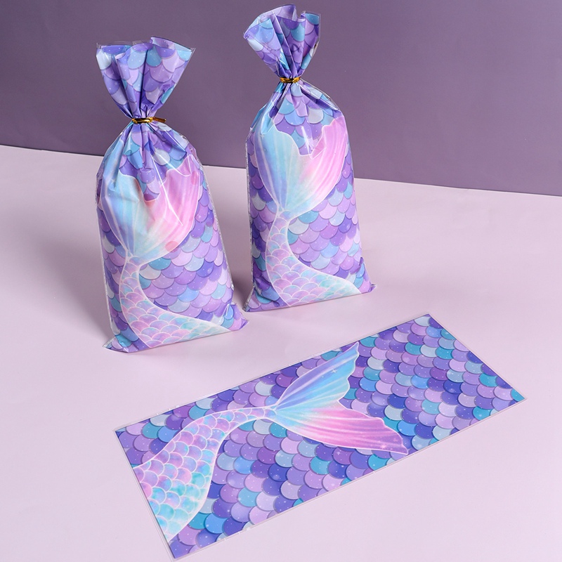 25/50pcs Mermaid Party Candy Gift Bags Loot Bags For Birthday Biscuit ...