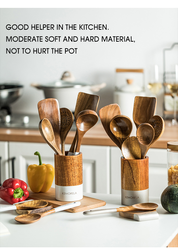 KEMORELA Solid Wood Cooking wooden Tableware cooking tool spatula non ...