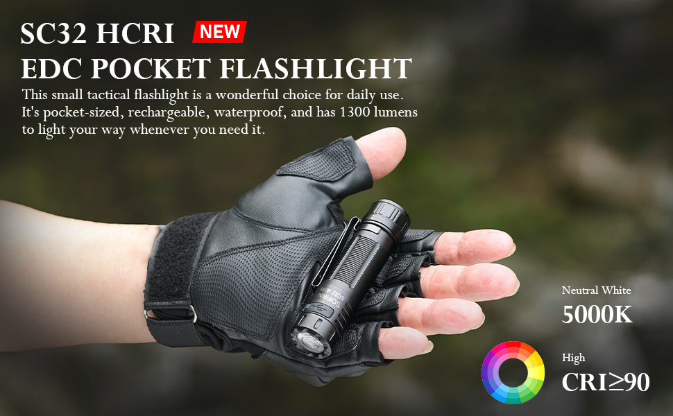 SOFIRN SC32 HCRI Super Bright EDC Flashlight 1300 Lumens, High CRI, USB ...