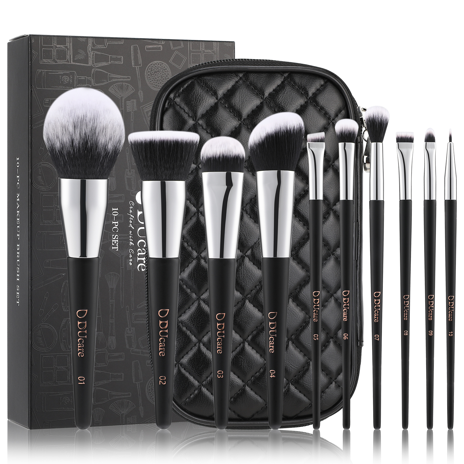 DUcare Professional Makeup Brush Set Premium Synthetic Foundation ...