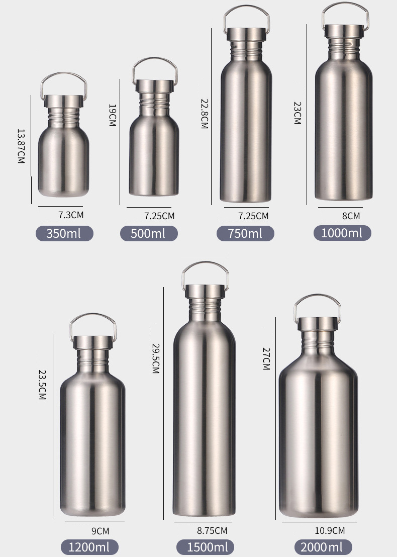 BPA Free 304 Stainless Steel Water Bottle 0.5L 1L 1.2L 1.5L 2L Single ...