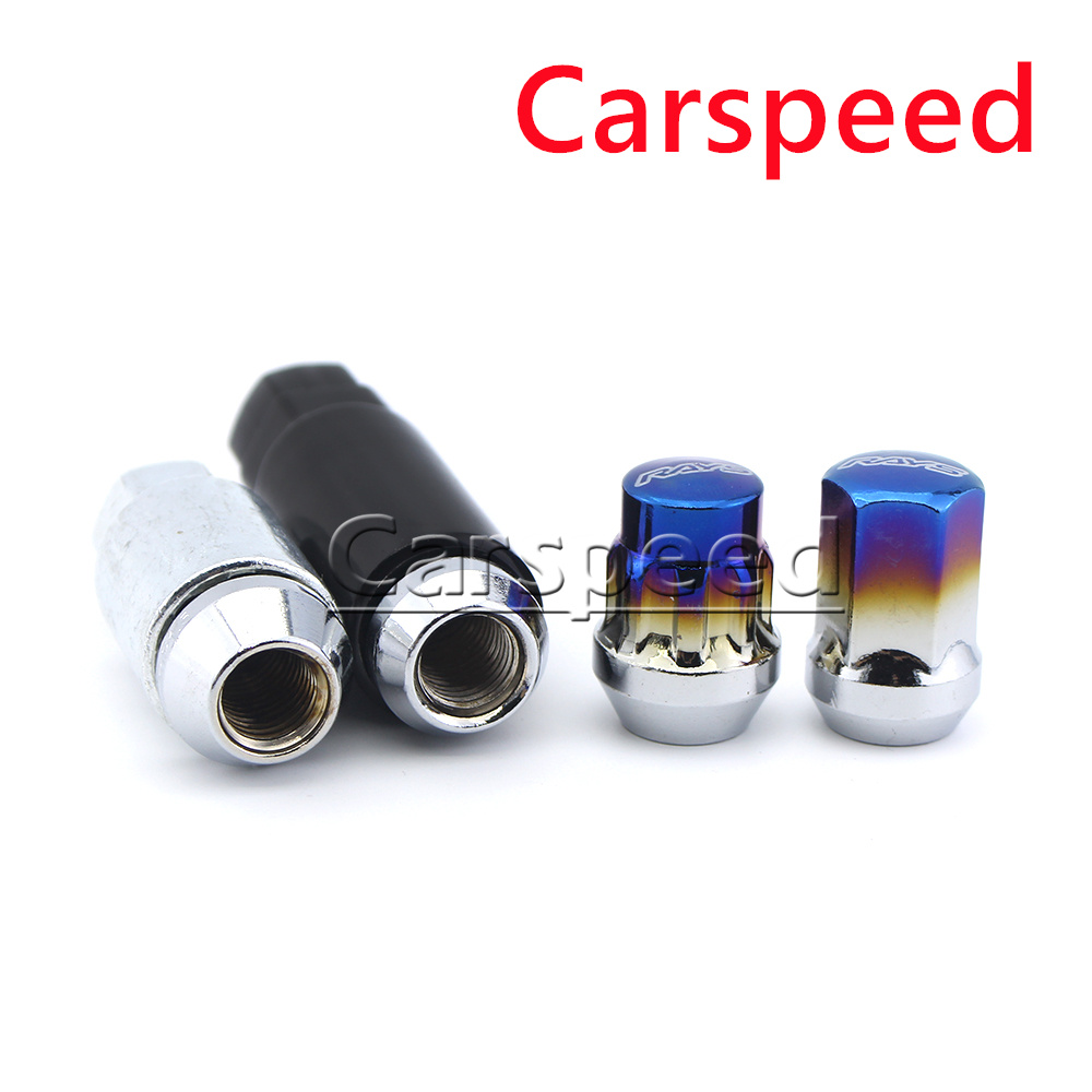 RAYS JDM Burnt Blue Car Tire Wheel Rims Lock Lug Nuts M12x1.5 M12x1.25 ...