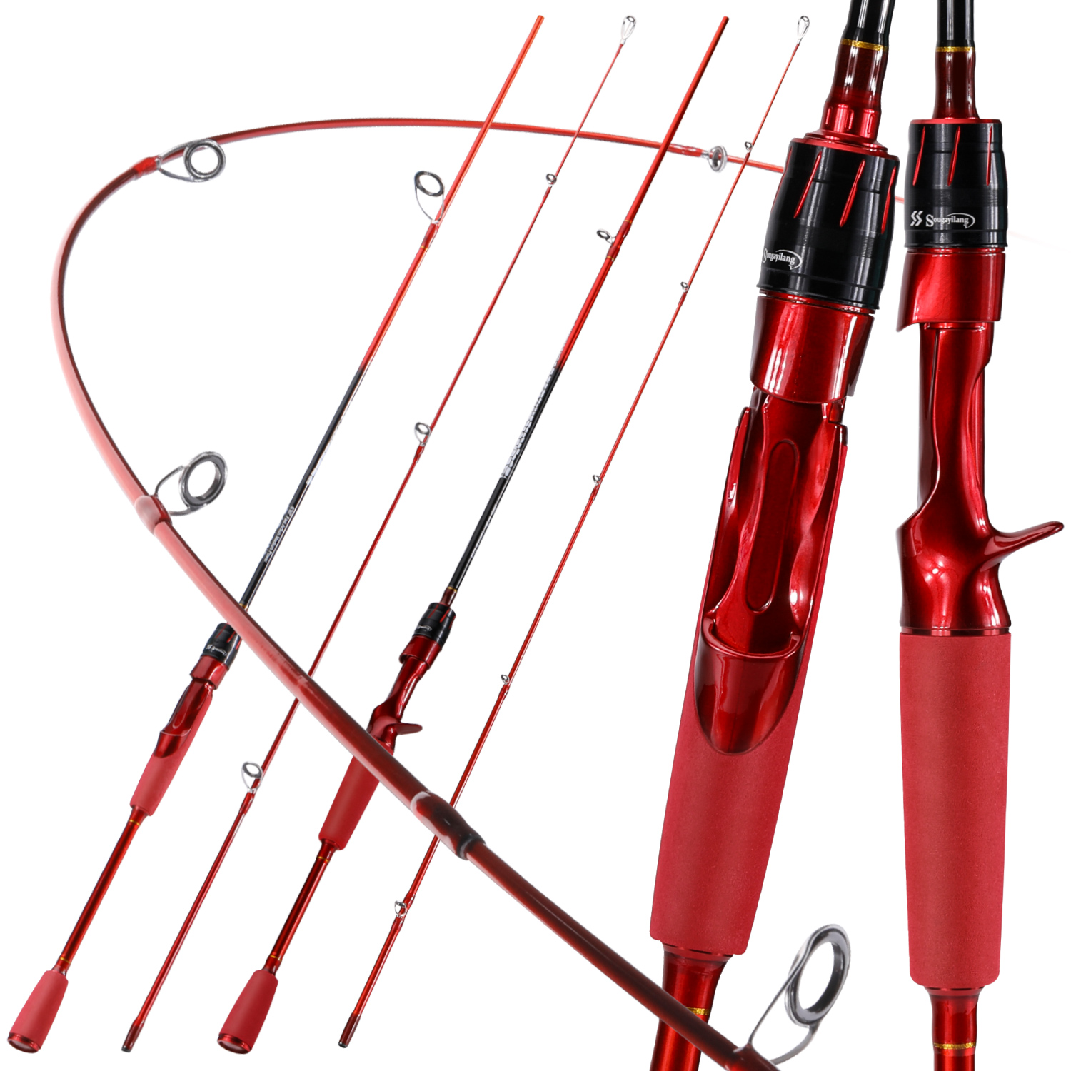 Sougayilang Fishing Rod Spinning/Casting Fishing Rod Carbon 2 Sections ...