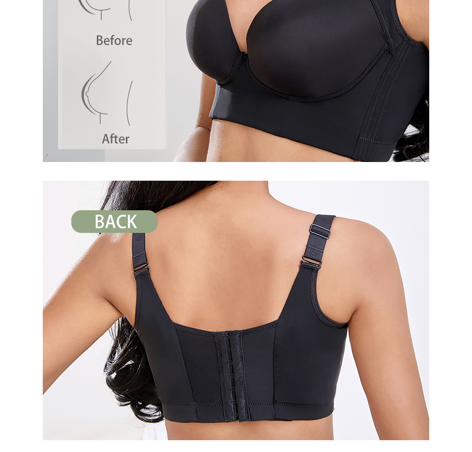 FallSweet Plus Size Deep Cup Push Up Bra With Full Back Coverage