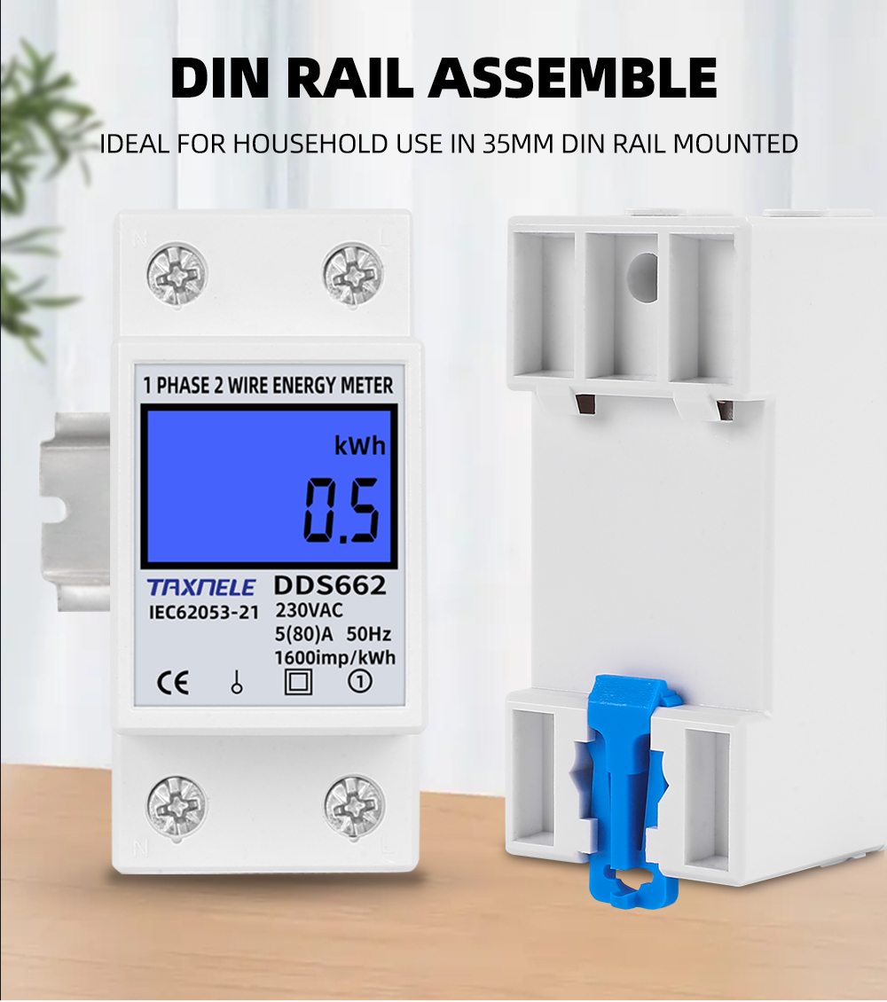 DDS662 Single Phase Two Wire LCD Digital Display Wattmeter Power ...