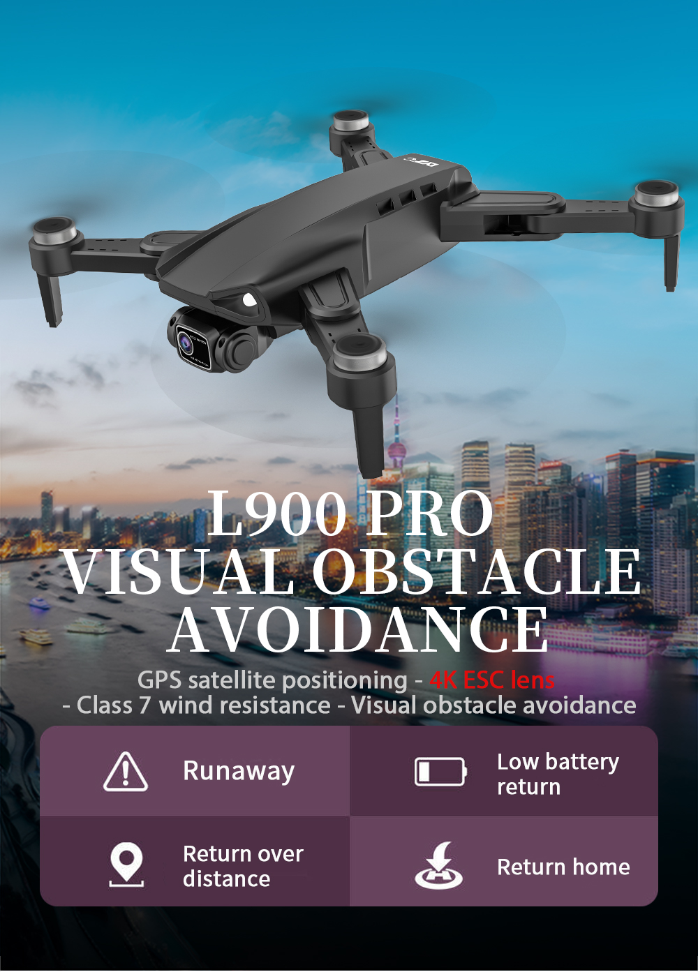 Original l900 Pro Se HD GPS Drone 4K Camera With Visual Obstacle ...