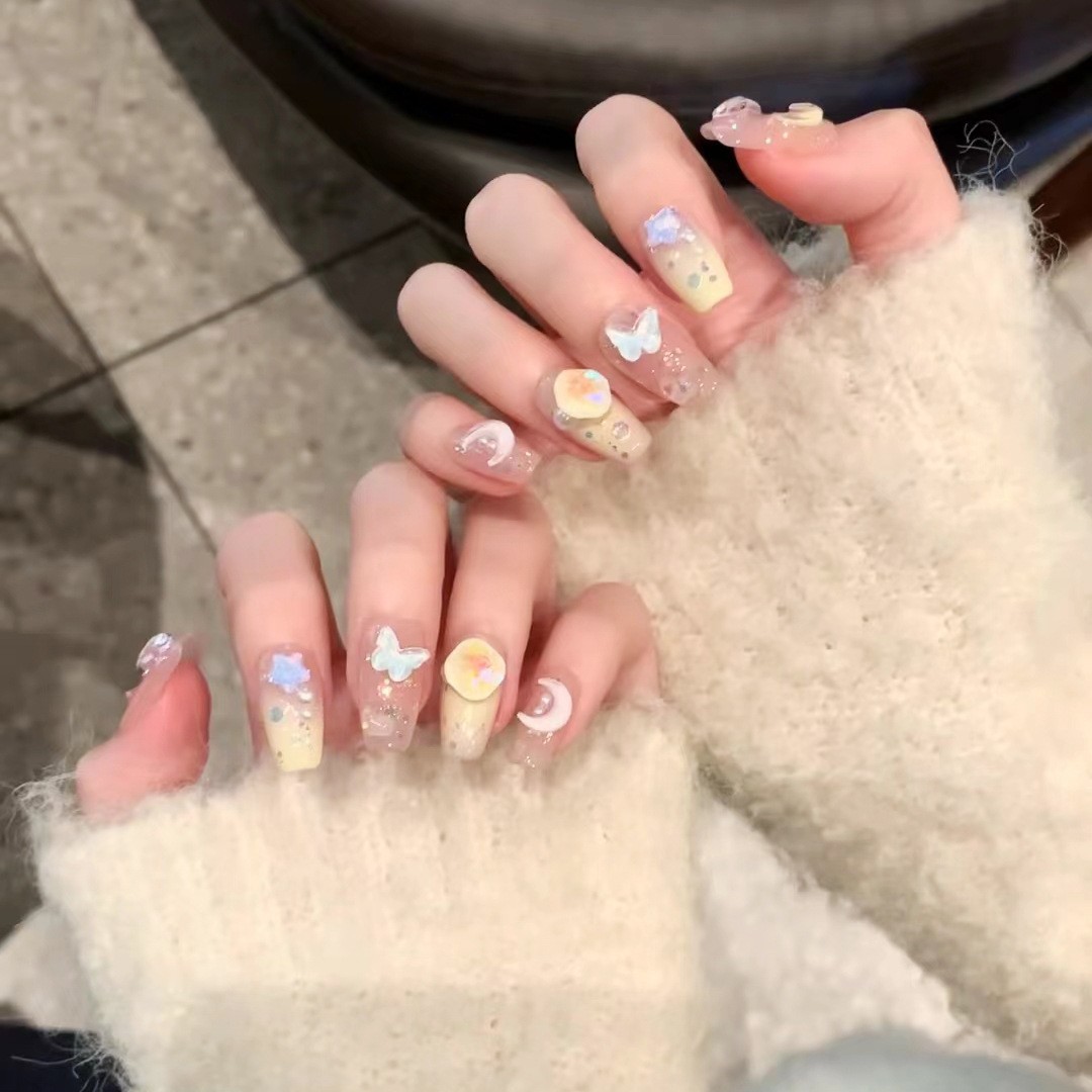 Rou Bao Nail Summer Material Wrap Pointed Bottom Diamond Mocha Aurora ...