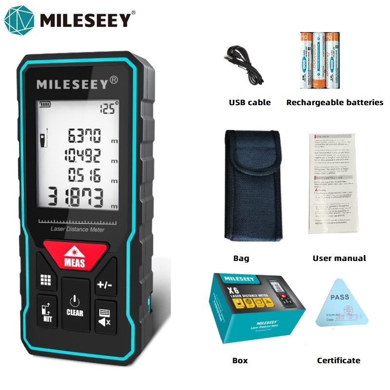 Mileseey X5 X6 Laser Rangefinder 40M 60M 80M 100M Rechargeable Gauge ...