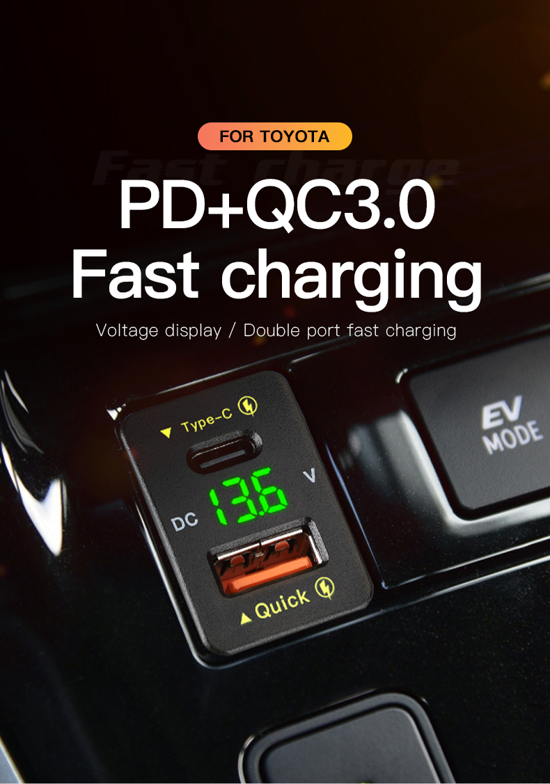 60W PD Type C/QC 3.0 USB Charger With Button Switch LED Voltmeter Power Outlet Fast Charging For 12V 24V Car Truck Motorcycle RV - View #10