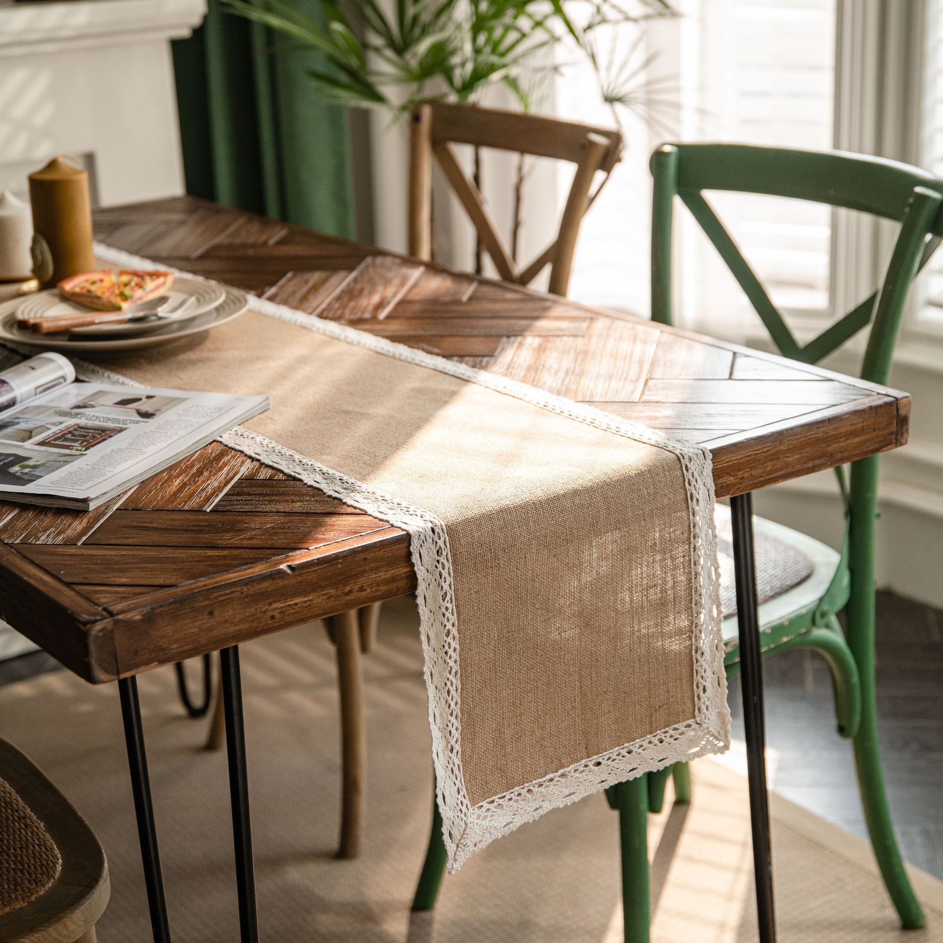 American Style TV Cabinet Mat Long Table Runner for Coffee Table Round ...
