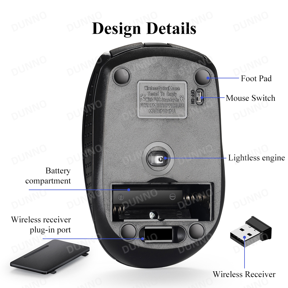 Wireless Mouse 2.4G USB Computer Mouse Compact Optical Cordless Mouse 6 ...