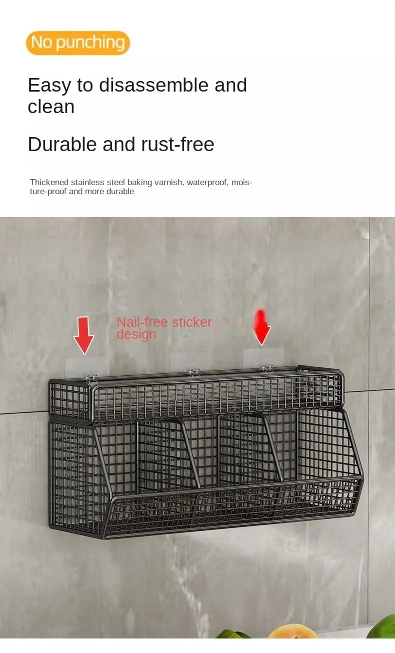 Kitchen Storage Wall-Mounted Rack Storage Rack Onion Ginger Garlic ...