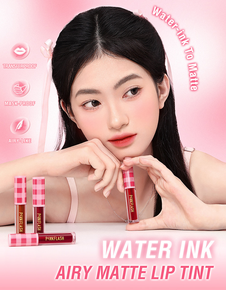 PINKFLASH WaterColor Water Ink Airy Matte Lip Tint Waterbased Formula