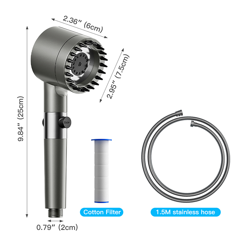 GONQIN Shower Head 3 Modes High Pressure Handheld Massage Showerhead ...