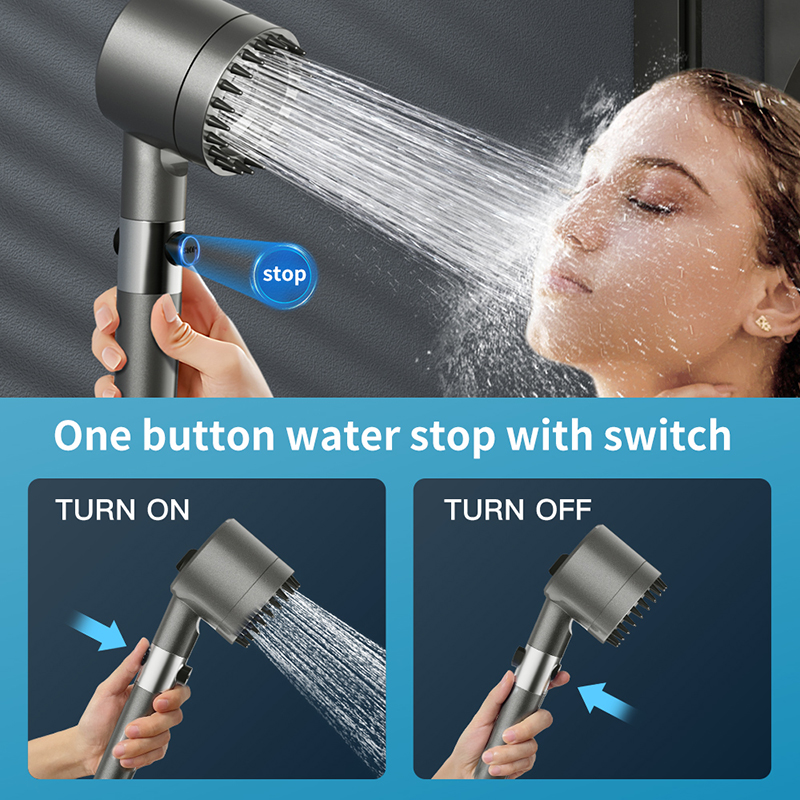 GONQIN Shower Head 3 Modes High Pressure Handheld Massage Showerhead ...